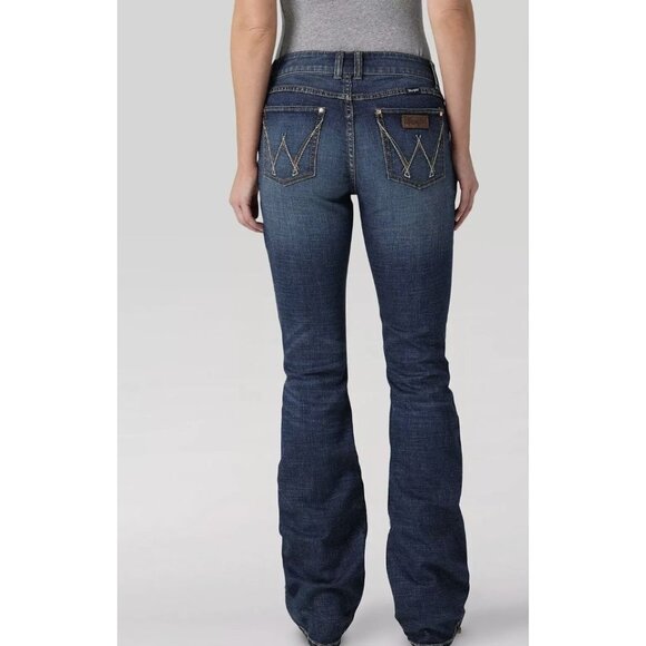 Wrangler Denim - Wrangler Womens Retro Western Low Rise Bootcut Jeans Size 0 /34 Blue Y2K VINTAGE